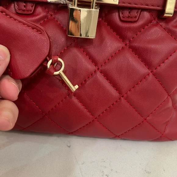 Badgley Mischka Red Quilted Satchel - Picture 6 of 13